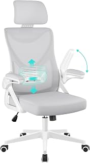 Yaheetech Ergonomic Office Chair Lumbar Support Armchair Light Grey