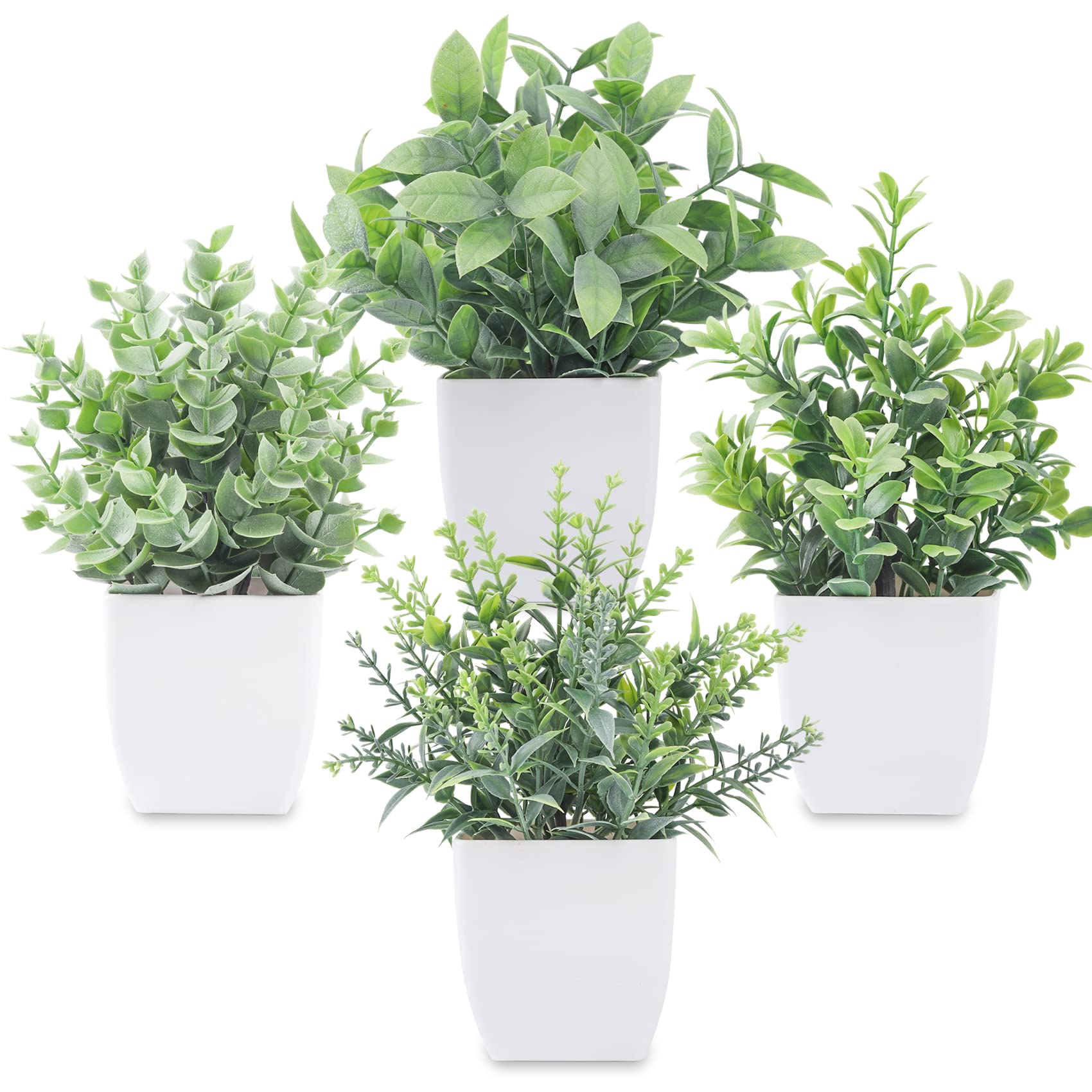 Der Rose 4 Pack 7" Mini Fake Plants, Artificial Plants for Bathroom Decor | Fros