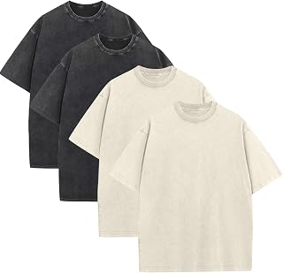 KEEPSHOWING Mens Oversized T Shirts Acid Wash Loose Fit Vintage Washed Tee Shirt Short Sleeve Streetwear Casual T-Shirts