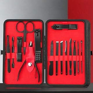 Black Red Nail Clipper Kit, Ultra Sharp Sturdy Nail Cutter, Professional Nail Clipper Pedicure Care Tool, 24 Pcs Toenail Clipper Cutter for Men and Women Nail Trimmer