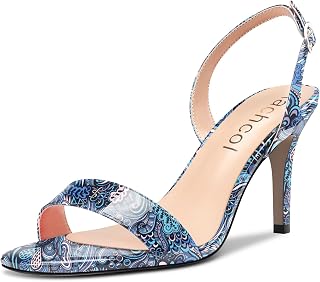 Aachcol Women's Stiletto Medium High Heel Sandals Lace Ankle Strap Round Slingback Open Toe Dress Shoes Office Wedding Party Painted 8 cm