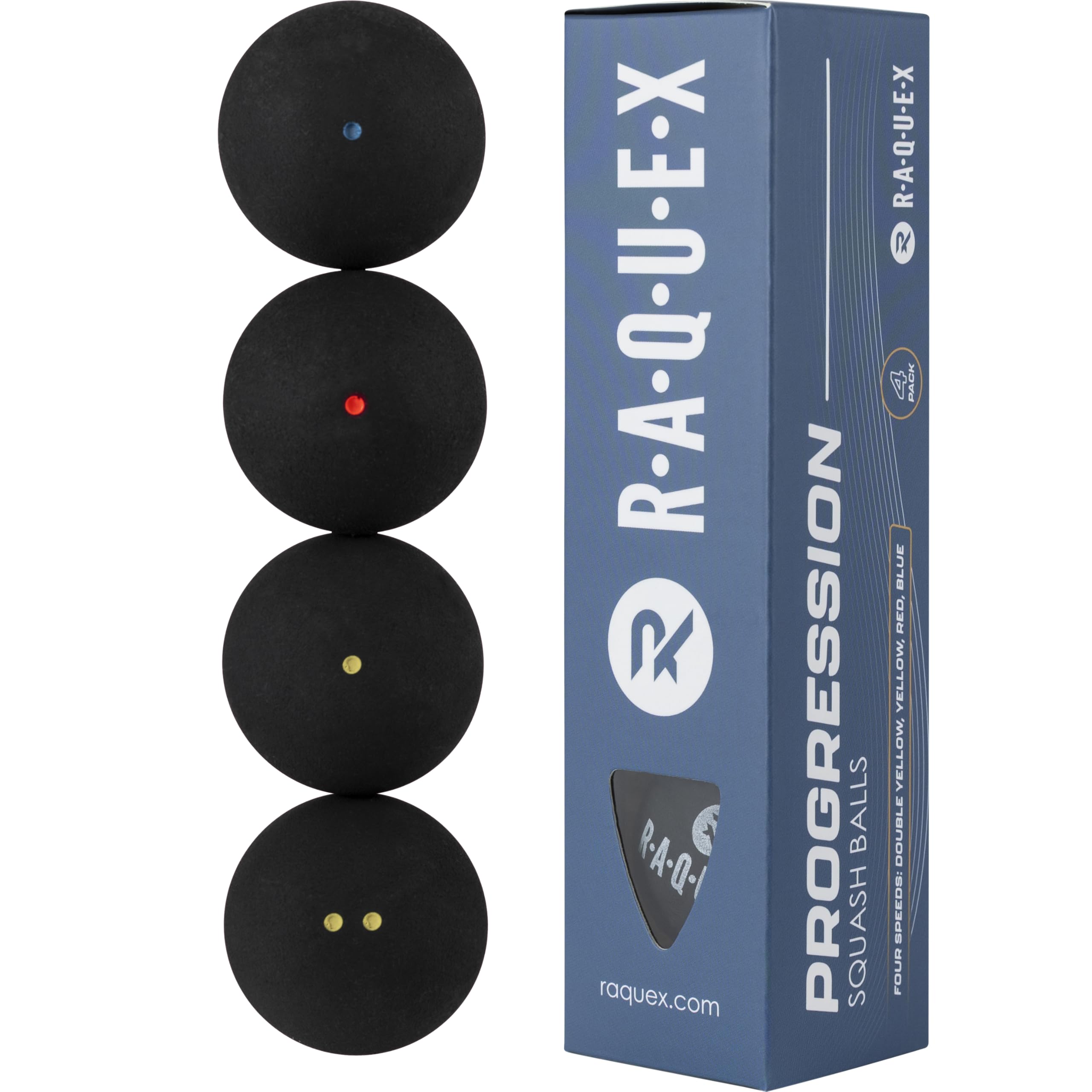 Raquex Progression Squash Balls (Mixed Box of 4) – Four x Speeds Included: Compe