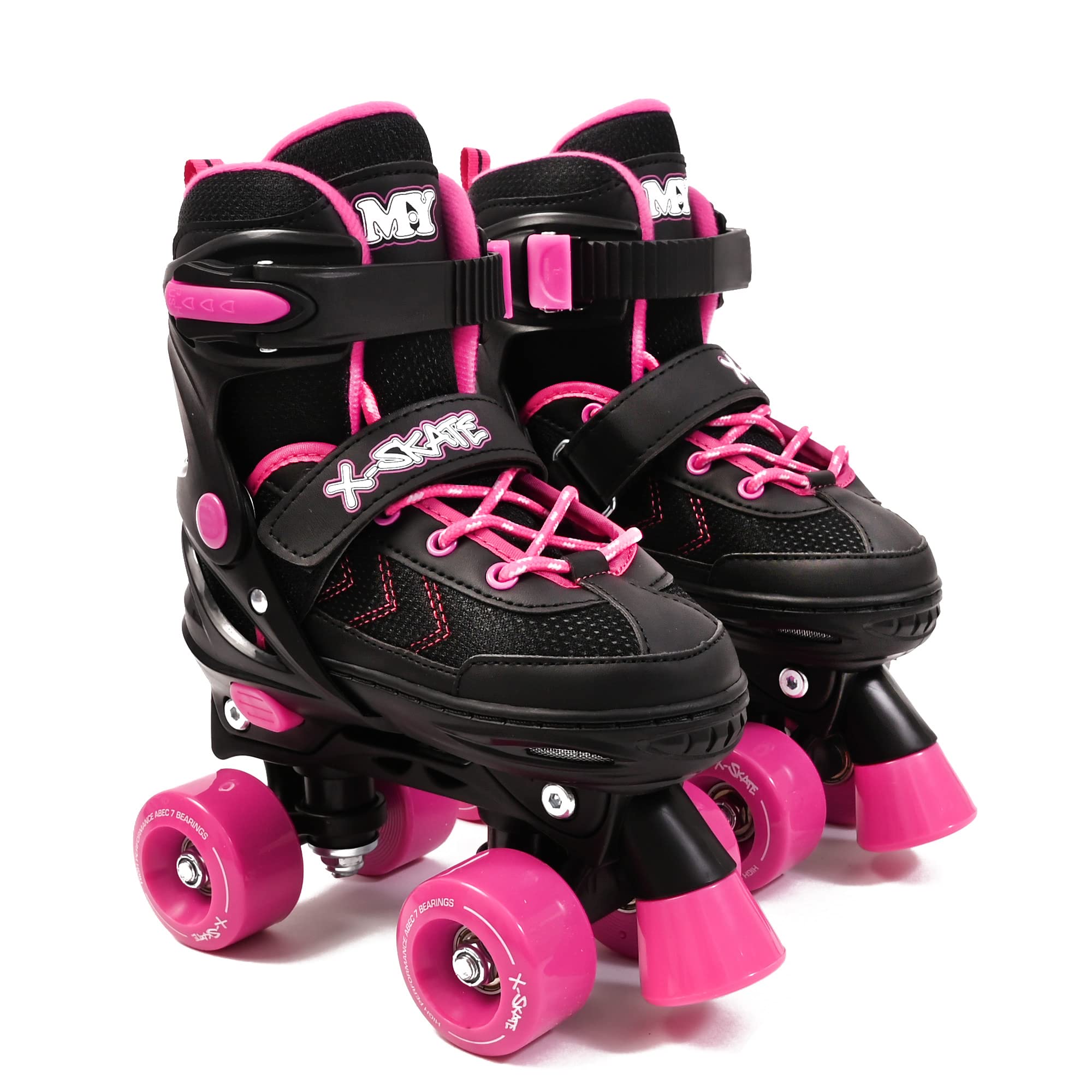 M.Y X-Skate Adjustable Quad Roller Skates with Built In Adjusters Kids Roller Bo