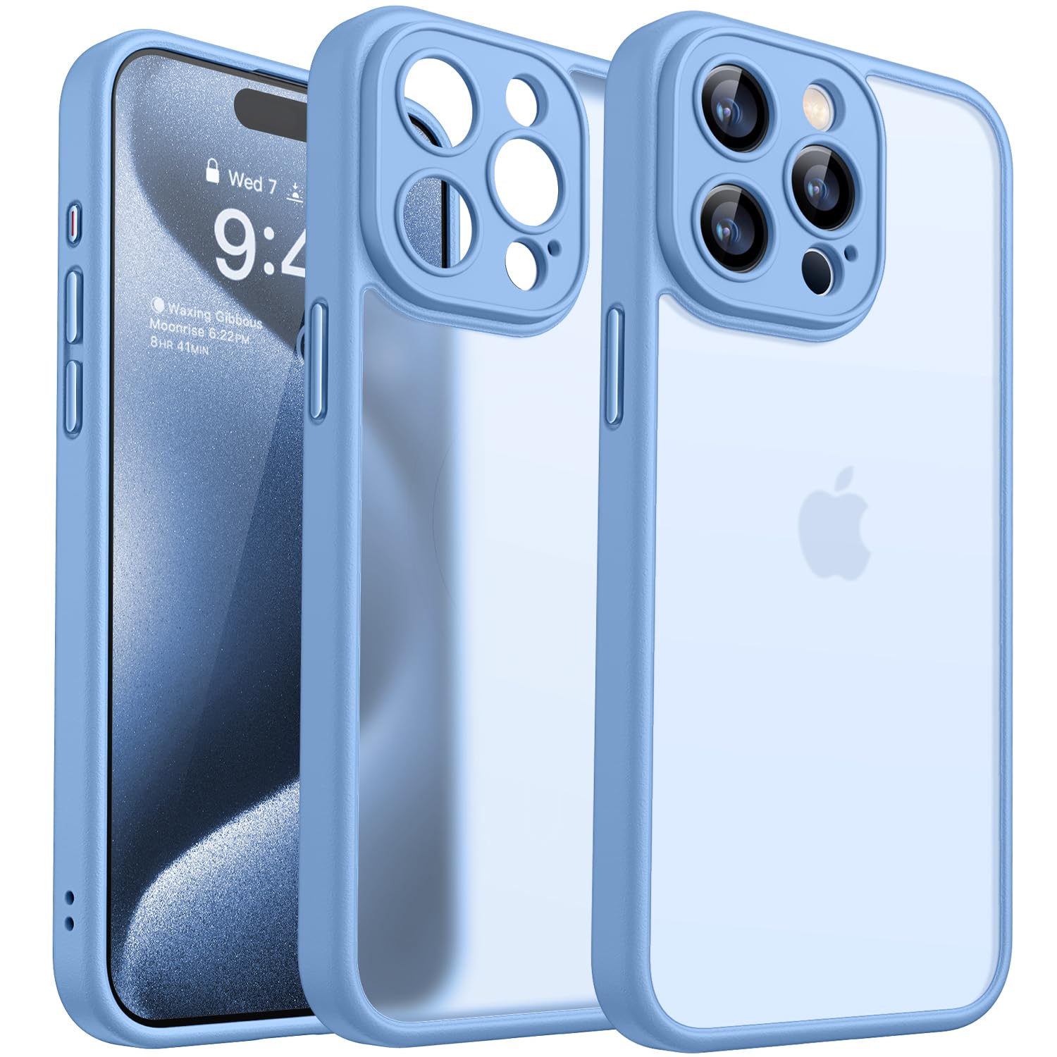 CANSHN Matte Case for iPhone 15 Pro 6.1 Inch, Light Blue