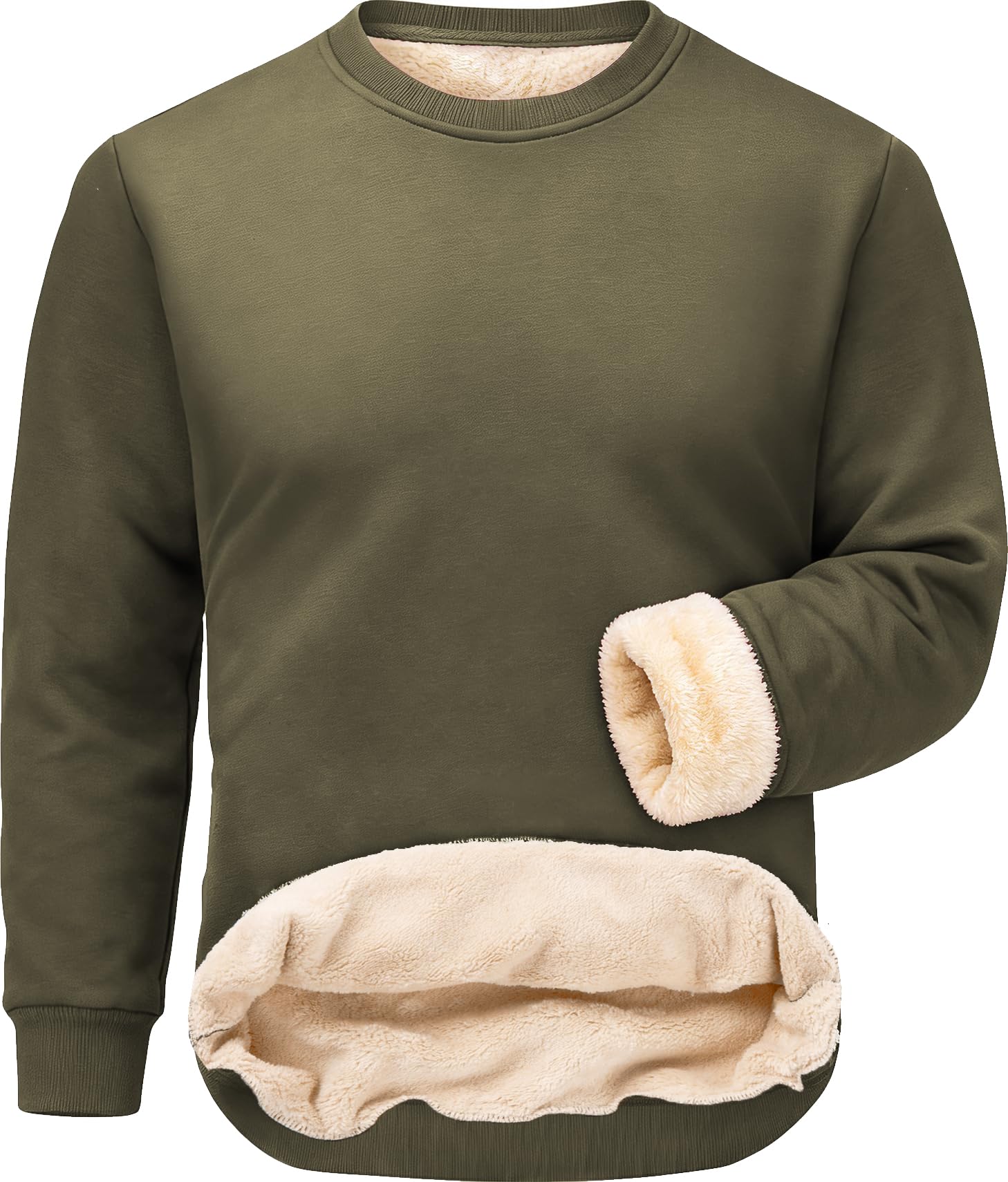 Tansozer Men Sweatshirts Lined Winter Fleece Warm Sweaters Long Sleeve