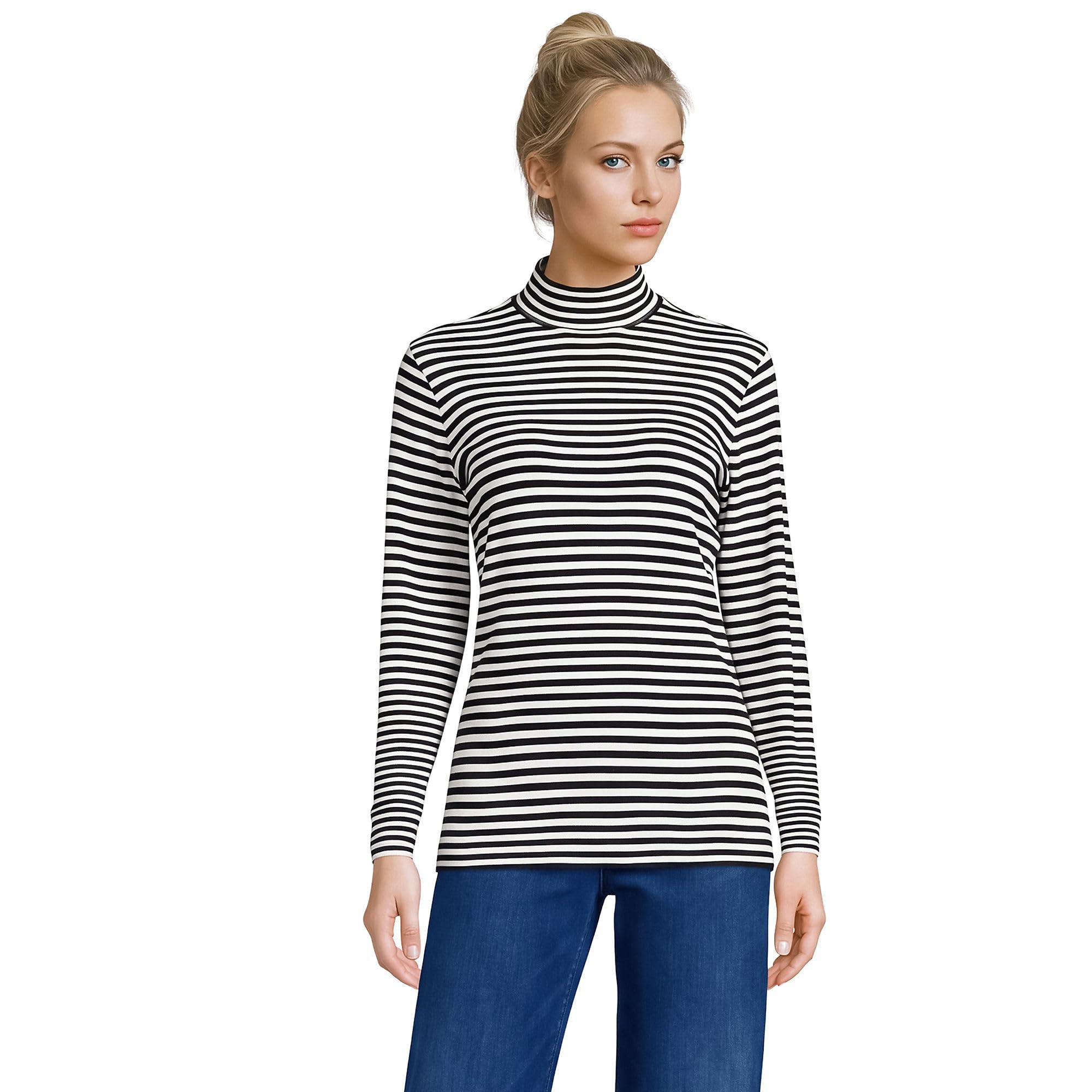 Lands' End Women's Cotton Mock Turtleneck