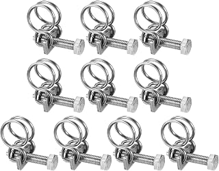 Generic 10pcs Double Wire Hose Clamps 11-14mm 304 Stainless Steel with Bolt M6 Adjustable for Dust Collection Hose, Pump, Rubber, PVC Hose [Silver]