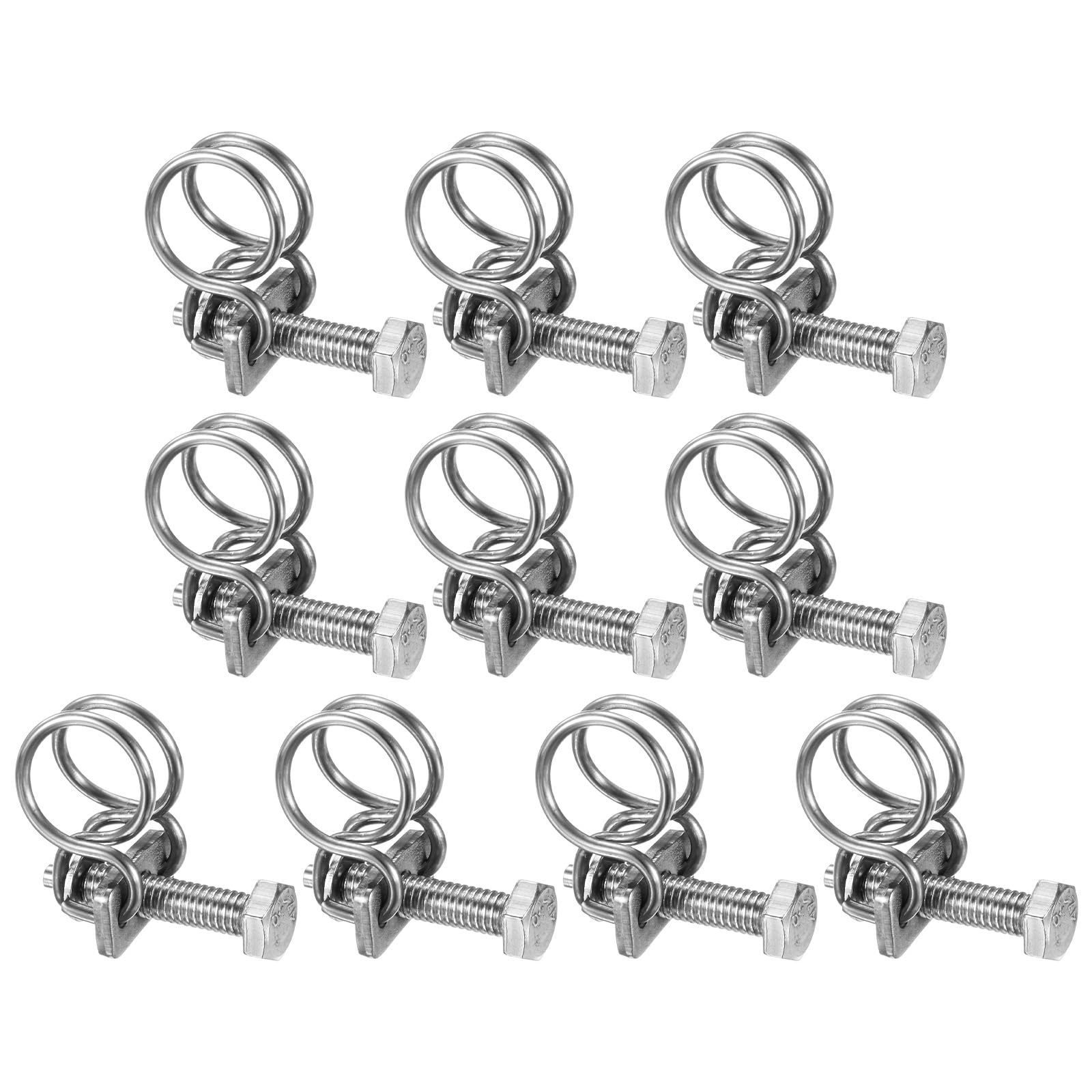 Generic 10pcs Double Wire Hose Clamps 11-14mm 304 Stainless Steel with Bolt M6 A