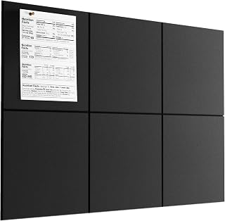 MaxGear Felt Bulletin Board 36" x 24", Black Felt Wall Tiles Push Pins | Cork Board For Walls Alternative, 6 Pack 11.8" x 11.8" Wall Panels, Pin Board Custom Layout Design, Office Decor Home Decor