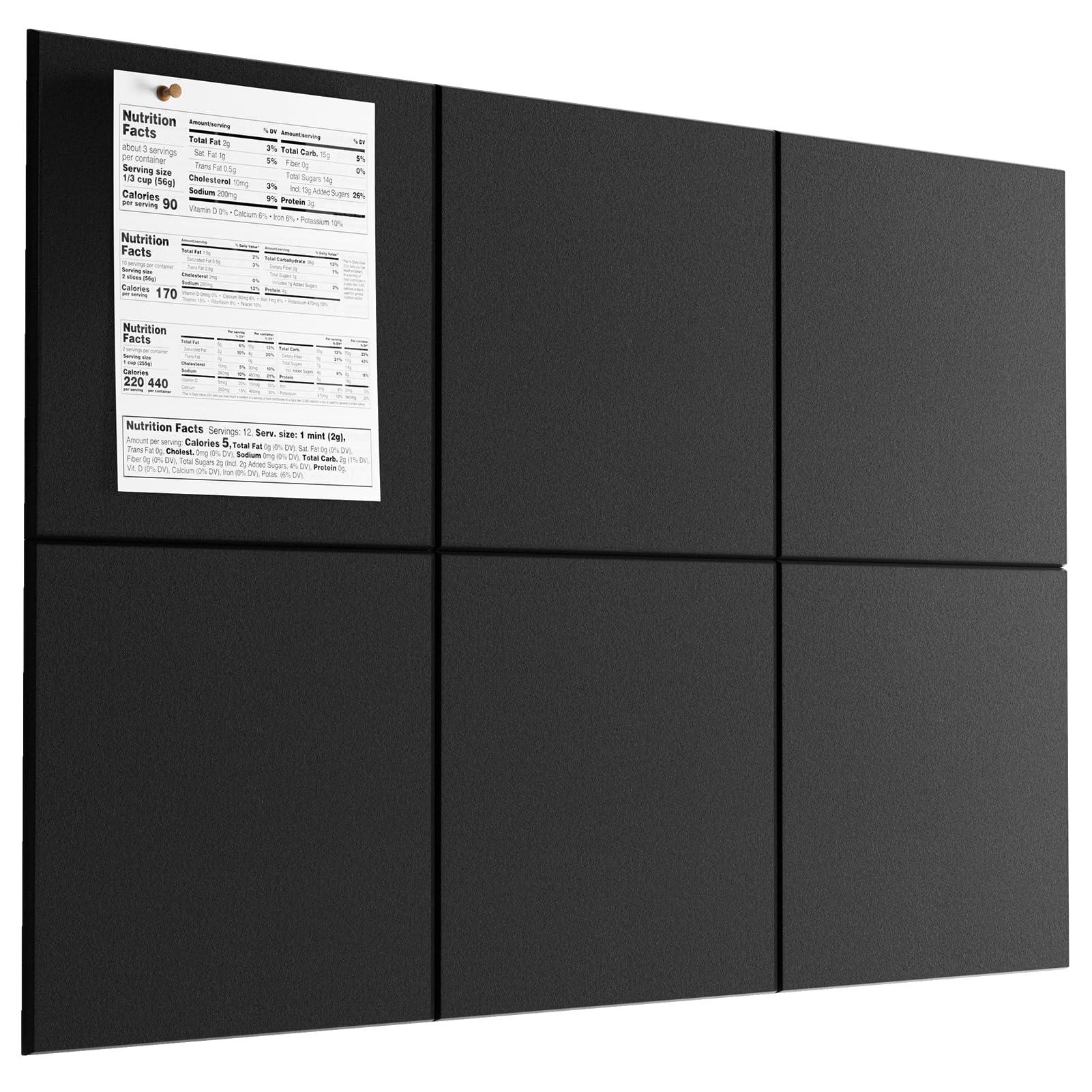 MaxGear Felt Bulletin Board 36" x 24", Black Felt Wall Tiles Push Pins | Cork Bo