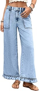 Astylish Jeans a gamba larga per le donne alla moda jeans jeans con orlo
