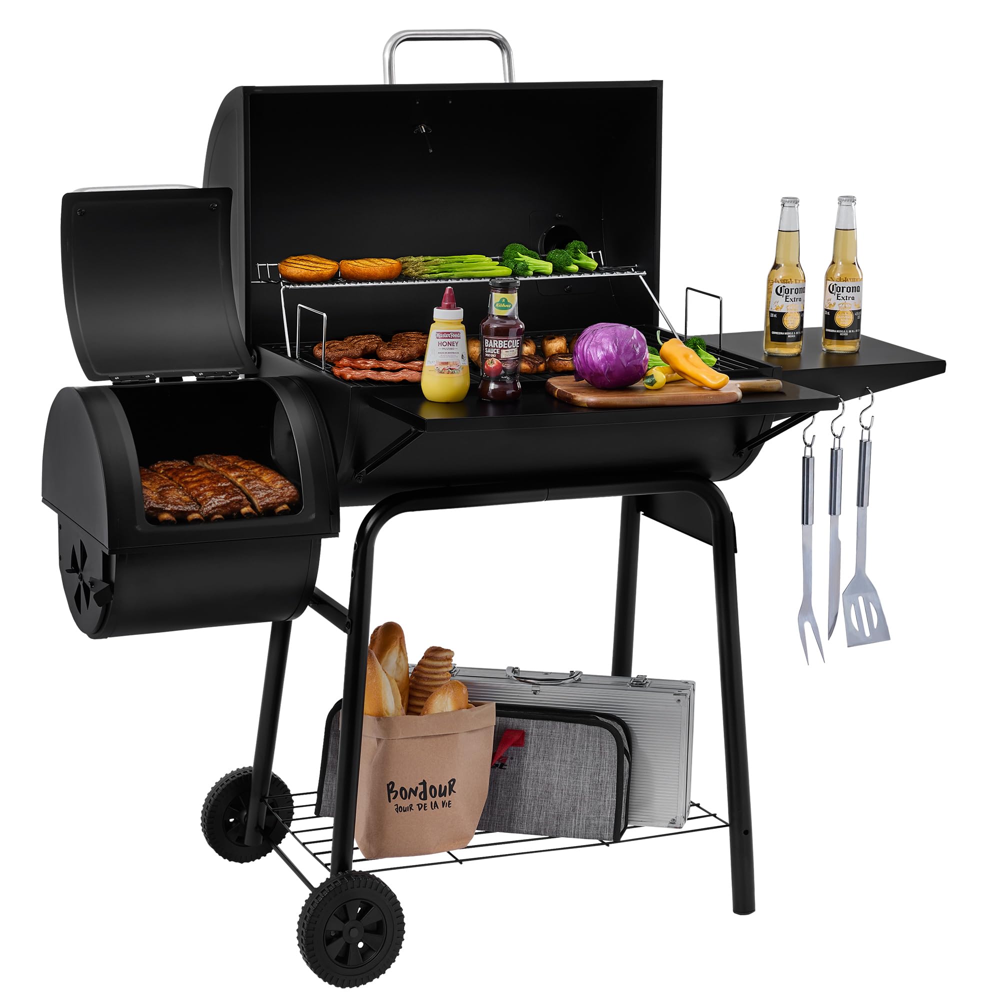 Royal Gourmet CC1830S BBQ Charcoal Grill and Offset Smoker, Outdoor Camping | 82