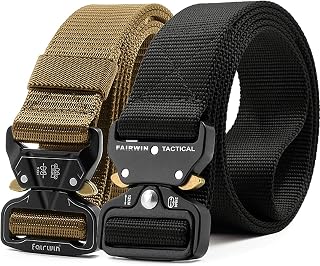 FAIRWIN Tactical Belt, Work Belts for Men Military Webbing Riggers Web Belt Heavy-Duty Quick-Release Buckle