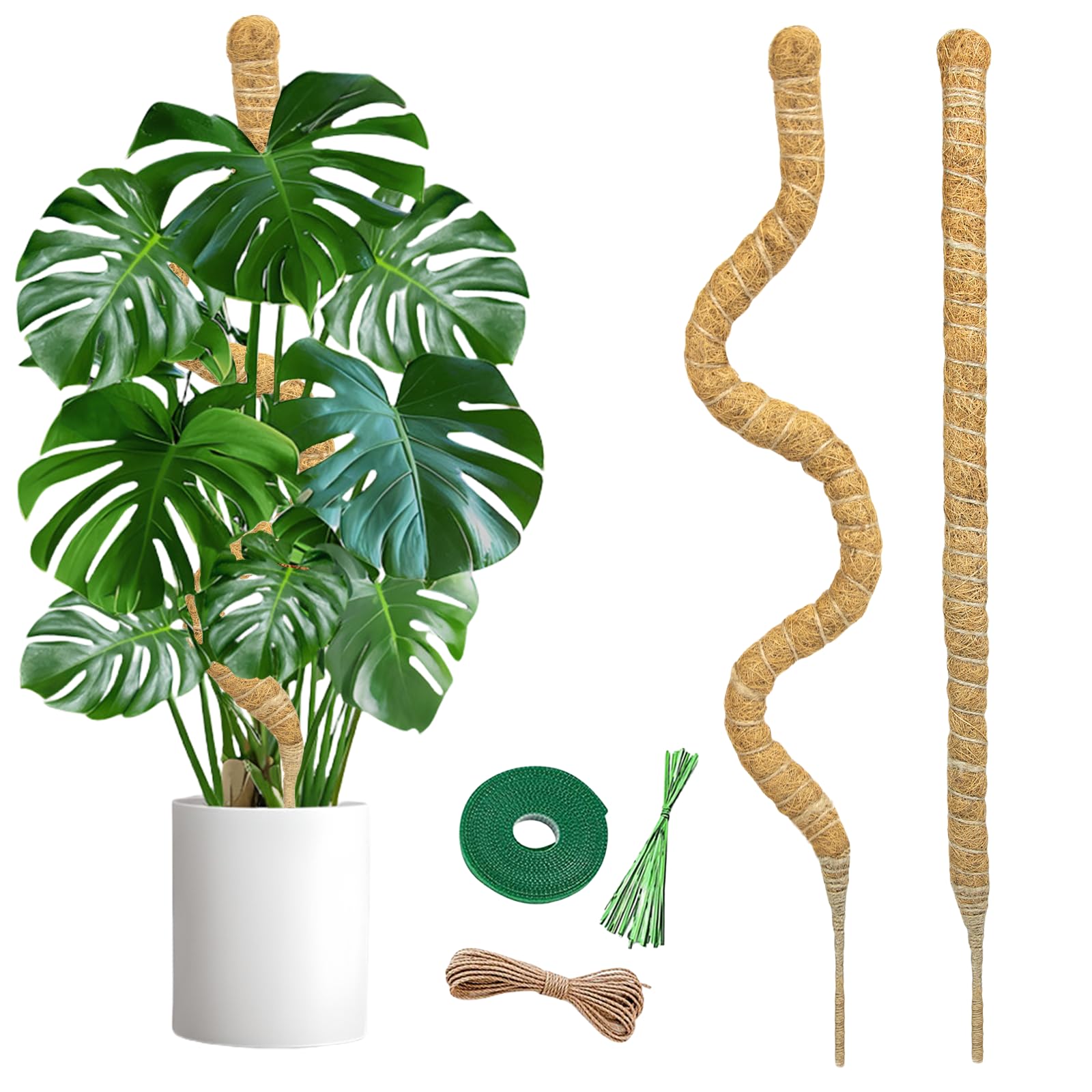 SYCARON Moss Pole, 2PCS 28 Inches Bendable Plant Pole for Support Monstera | Coc