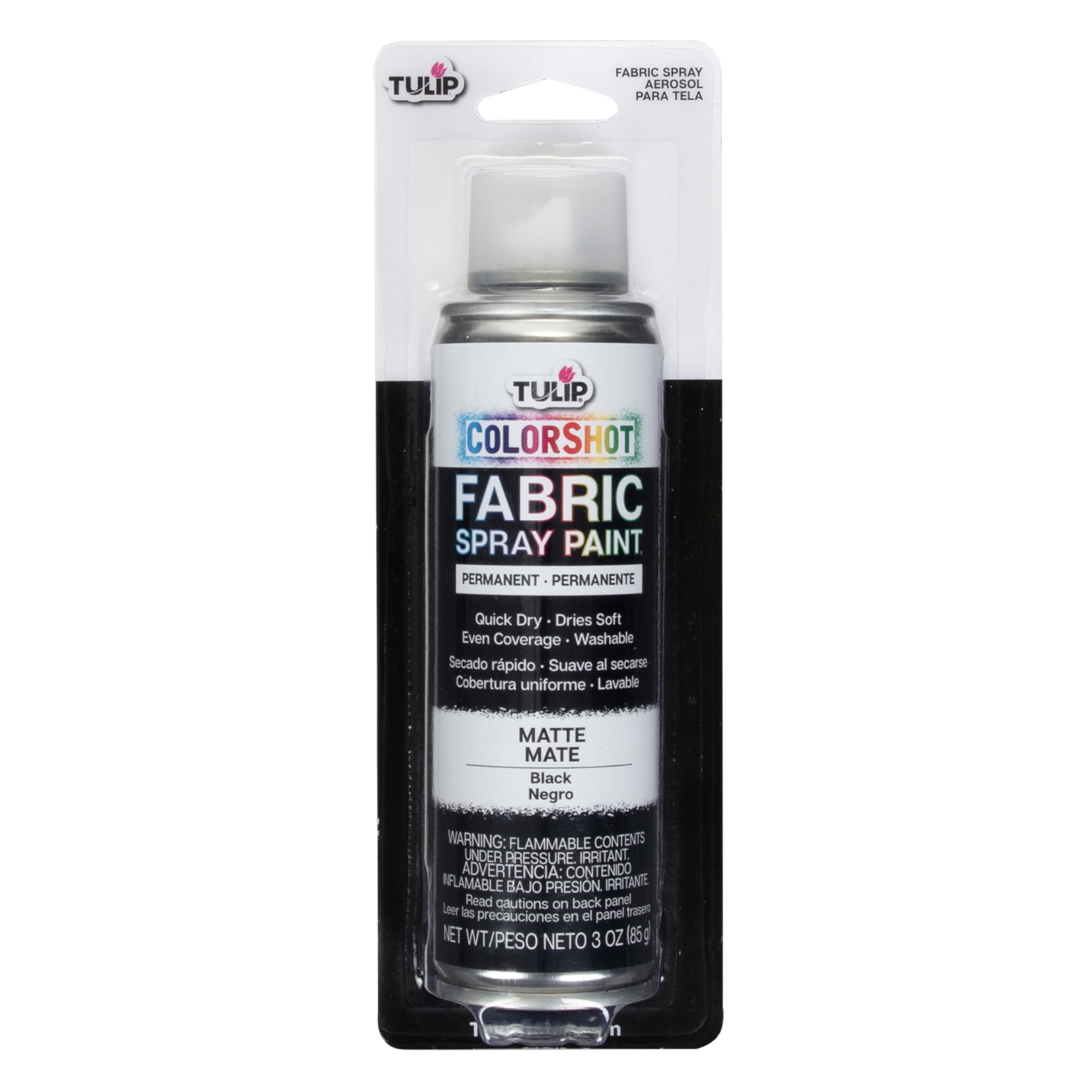 TULIP ColorShot Fabric Spray Paint, Black, 3 oz | Quick-Drying & Machine Washabl