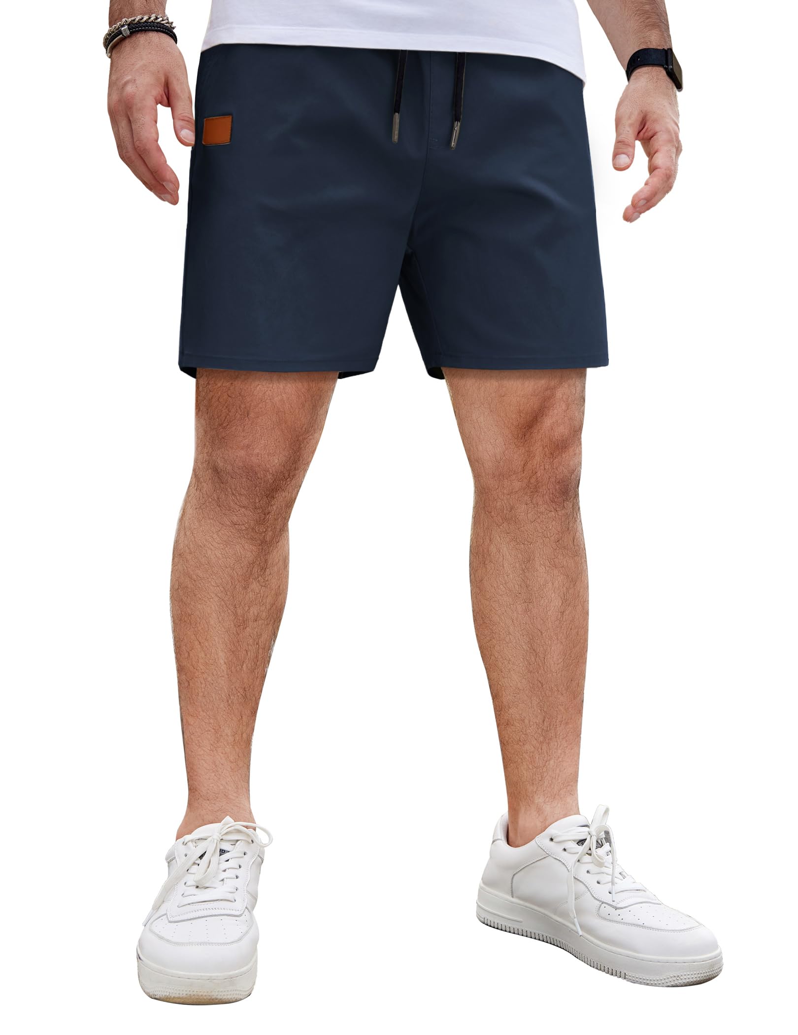 COOFANDY Men's Casual Cotton Shorts Summer Beach 5 Inch Shorts Lightweight Draws