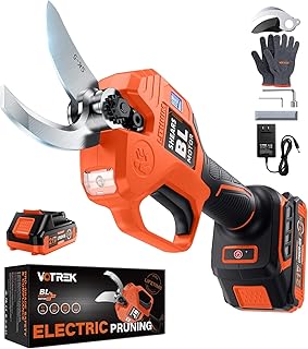 VOTREK® Effort-Saving Electric Pruning Shears, Power Cuts 1.6" Branches | SK5 Steel Blade, Lightweight with Safety Lock, Brushless Motor, Battery Pruner Included for Tree Trimming