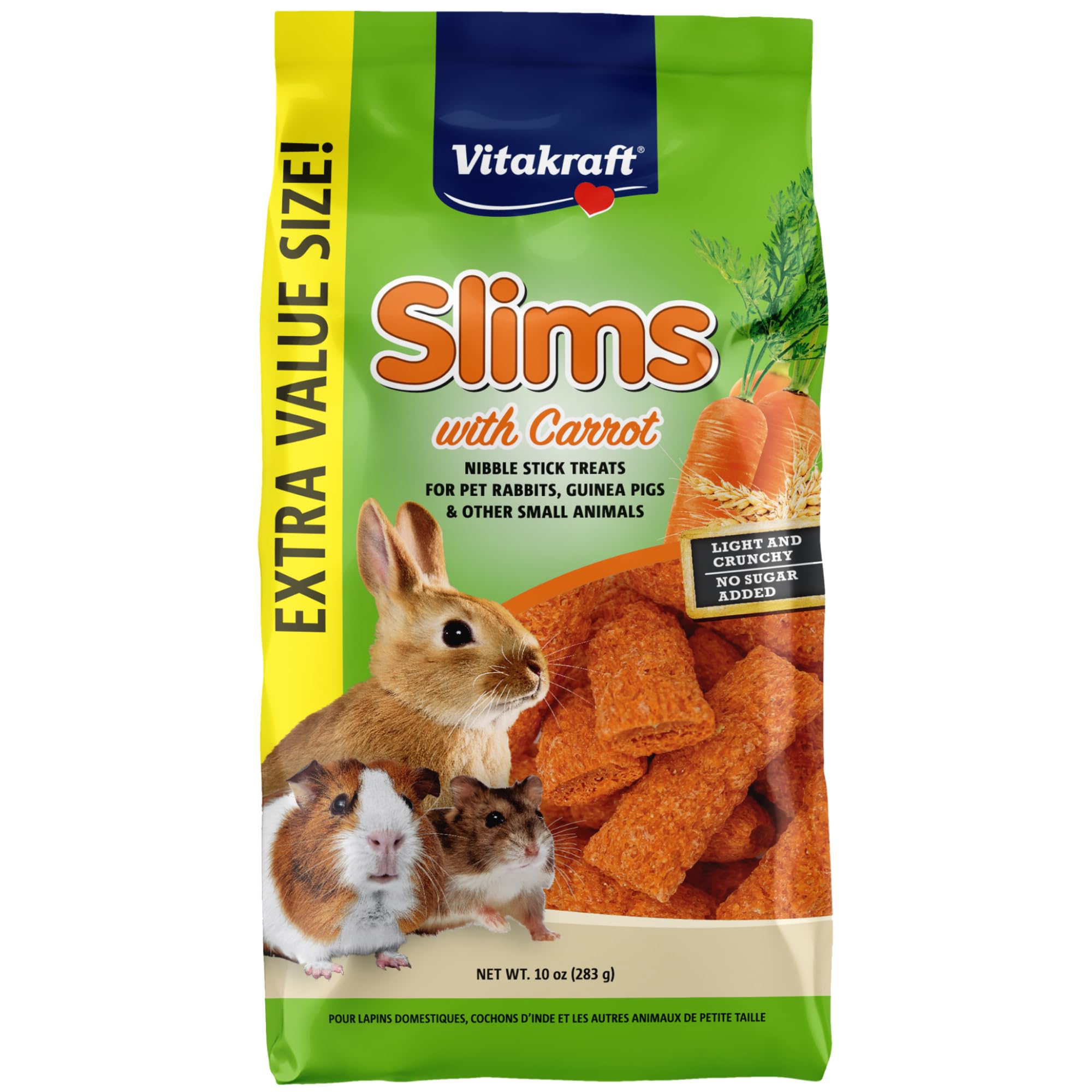 Vitakraft Slims Carrot Small Animal Treats – Light, Healthy Food Bites - Crispy 
