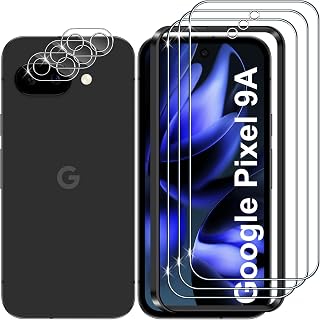 Lutree for Google Pixel 9A Tempered Glass, 3+3 Pieces Screen Protector + Camera Lens Protector, 9H HD Anti-scratch Tempered Glass Protective Film for Google Pixel 9a