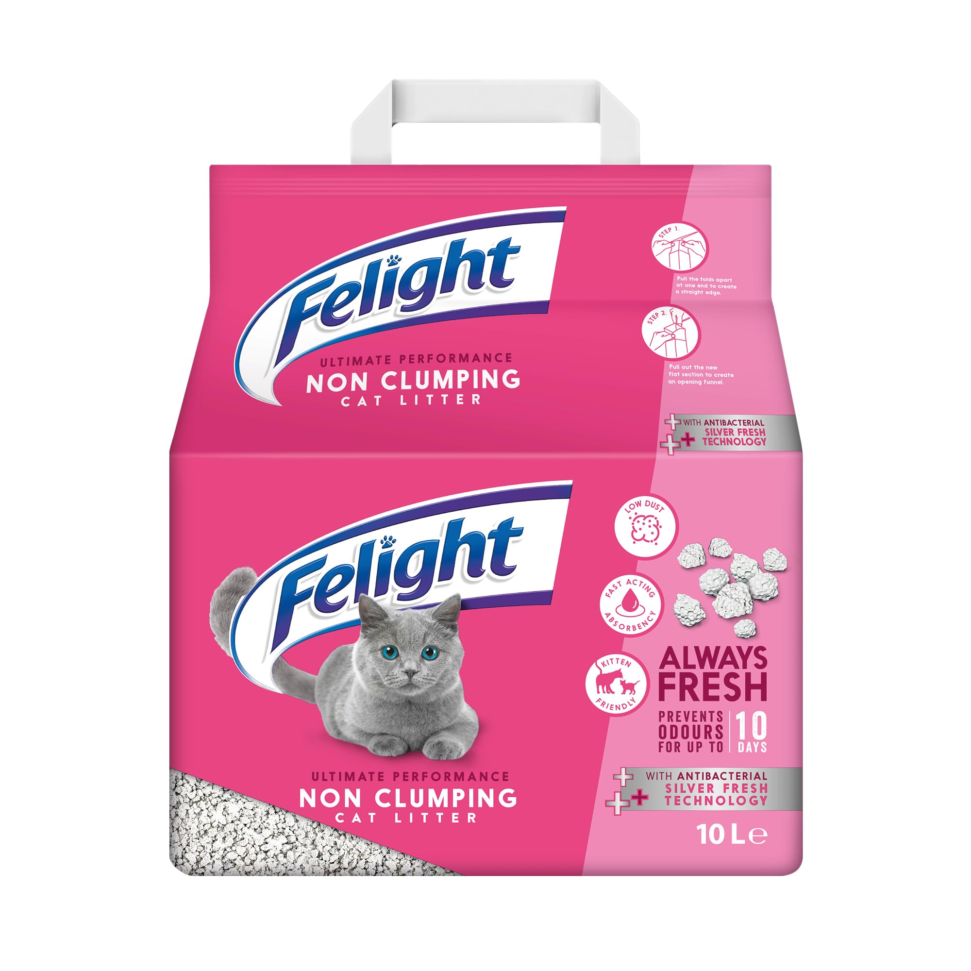 Felight | Non-Clumping Cat Litter with Antibacterial Silverfresh Technology | Pr