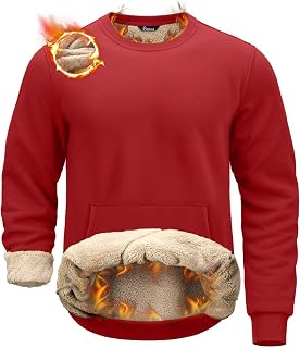 Men's Sherpa Lined Sweatshirts Heavyweight Fleece Pullover with Pocket