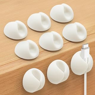 SmiLife Cable Clips, Cord Holder, Wire Holder for Cable Management, 9PCS | White Cord Clips, Residue-free Adhesive Phone Cord Holder Clips for Nightstand Desk Dresser Office Home Dorms
