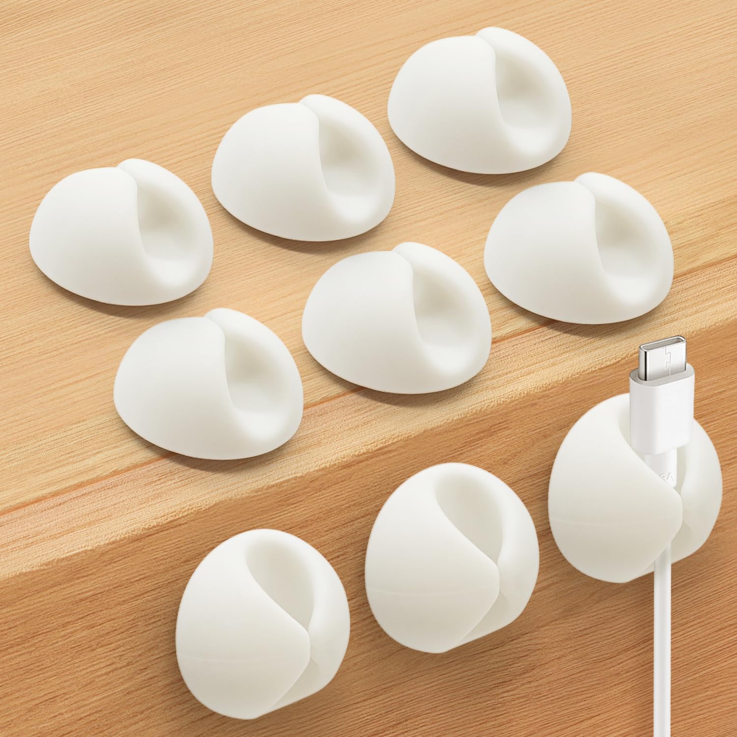 SmiLife Cable Clips, Cord Holder, Wire Holder for Cable Management, 9PCS | White