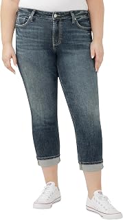 Silver Jeans Co. Women's Suki Mid Rise Curvy Fit Straight Leg Jeans Jeans