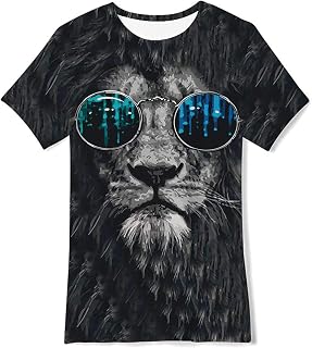 SFreeBo Boys T Shirts 3D Printed Funny Kids Tshirt Summer Short Sleeves Boys T-Shirts Crewneck Casual Tops Home School Daily Party for Childrens 6-14 Years