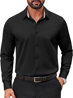 COOFANDY Men's Shirt Long Sleeve Strech Business Shirt
