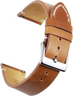 BINLUN Bracelets de Montres en Cuir Véritable Remplacement Bracelet Montre à Dégagement Rapide pour Hommes Femmes 12mm 14mm 16mm 18mm 20mm 22mm 24mm Noir/Marron/Marron Clair/Orange
