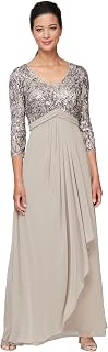 Alex Evenings Women's Long Lace Top Empire Waist Dress for Special Occasions