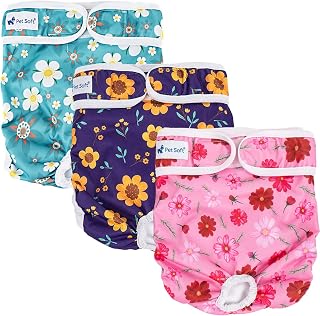 Pet Soft Dog Nappies Female - Washable Female Period Pants for Dogs Pets, Incontinence Reusbale Dog Heat Diapers 3Pack