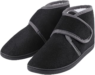 TIESTRA Mens Slipper Boots Warm Felt Slippers Wide Fit Winter Cosy Fur House Shoes Non Slip for Indoor & Outdoor Women's Bootie Slippers 4-13UK