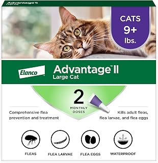 Advantage II Large Cat Topical Flea Treatment & Prevention, 2ct | 30-Day Protection, Vet-Recommended Flea Treatment & Prevention, Breaks the Flea Life Cycle, For Large Cats Over 9 lbs.