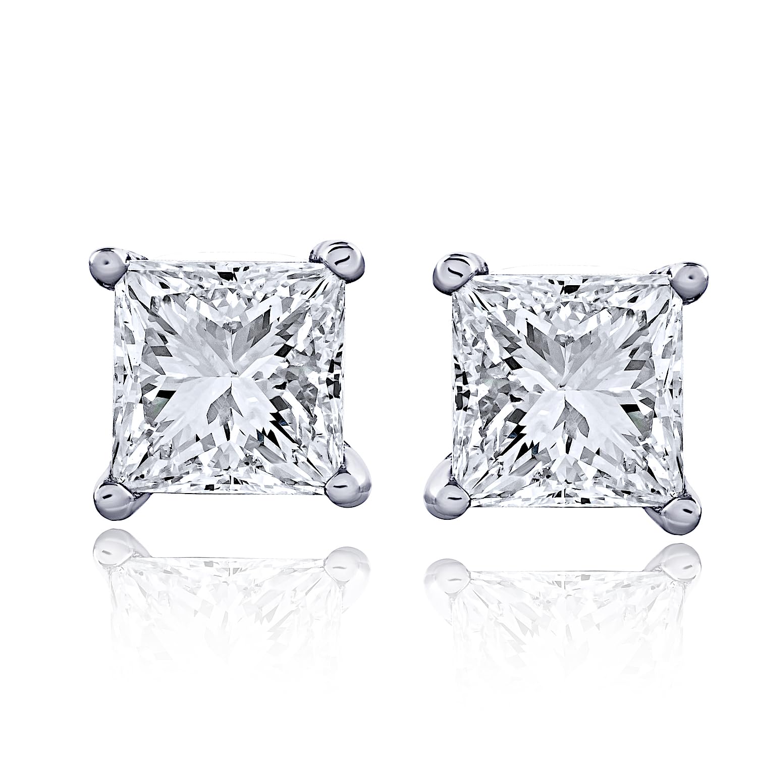 1 to 3 Carat Certified LAB GROWN Princess-Cut Diamond Earrings