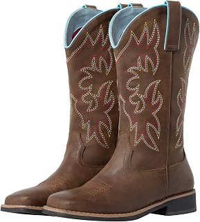 SheSole Women's Wide Calf Cowgirl Boots Square Toe - Wide Width Cowboy Boots for Wide Feet & Thick Calves, Comfortable Western Boots for Daily Work, Rodeo & Country Concert