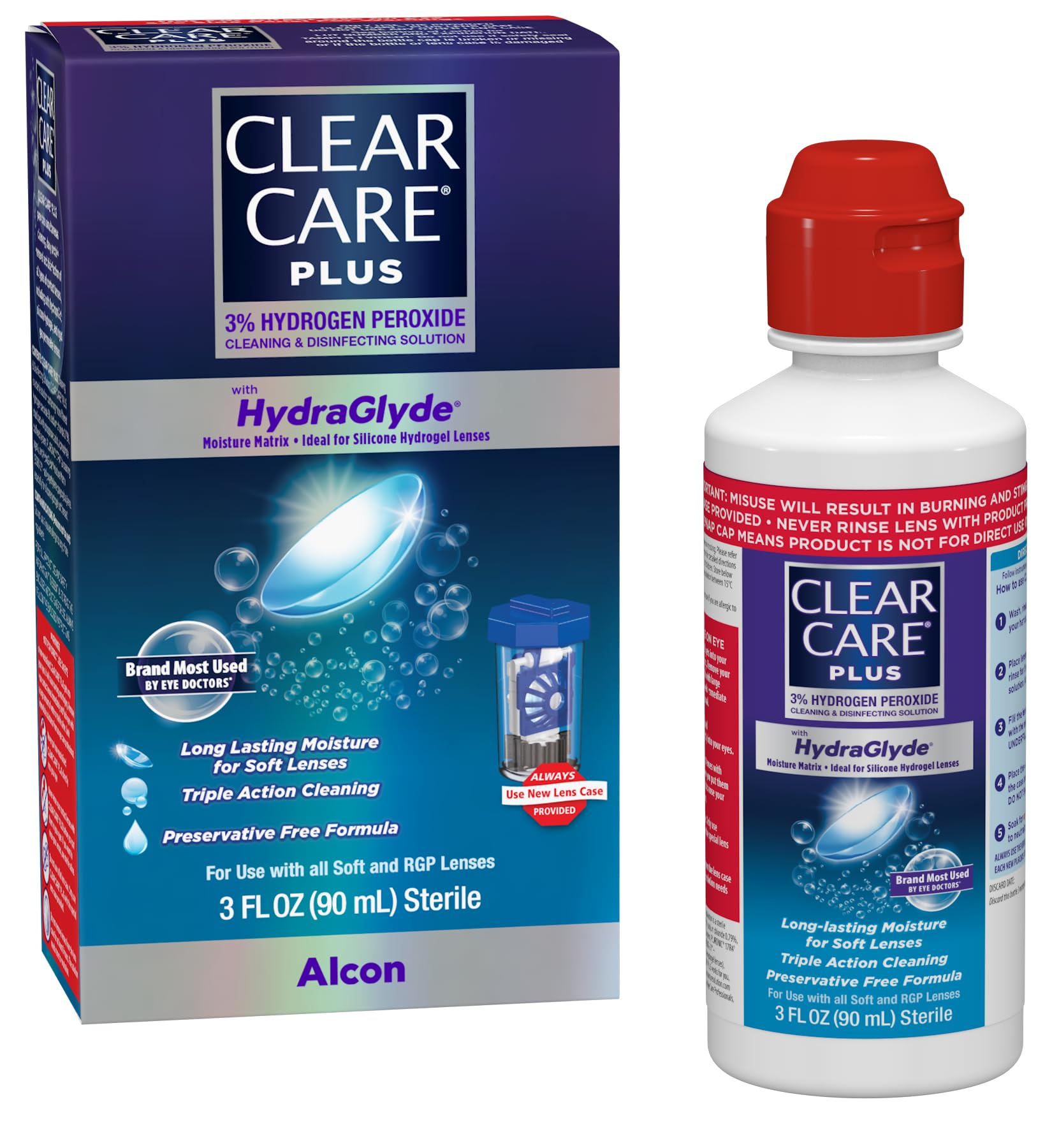 CLEAR CARE Plus Cleaning & Disinfecting Contact Lens Solution, 3 Oz | HydraGlyde