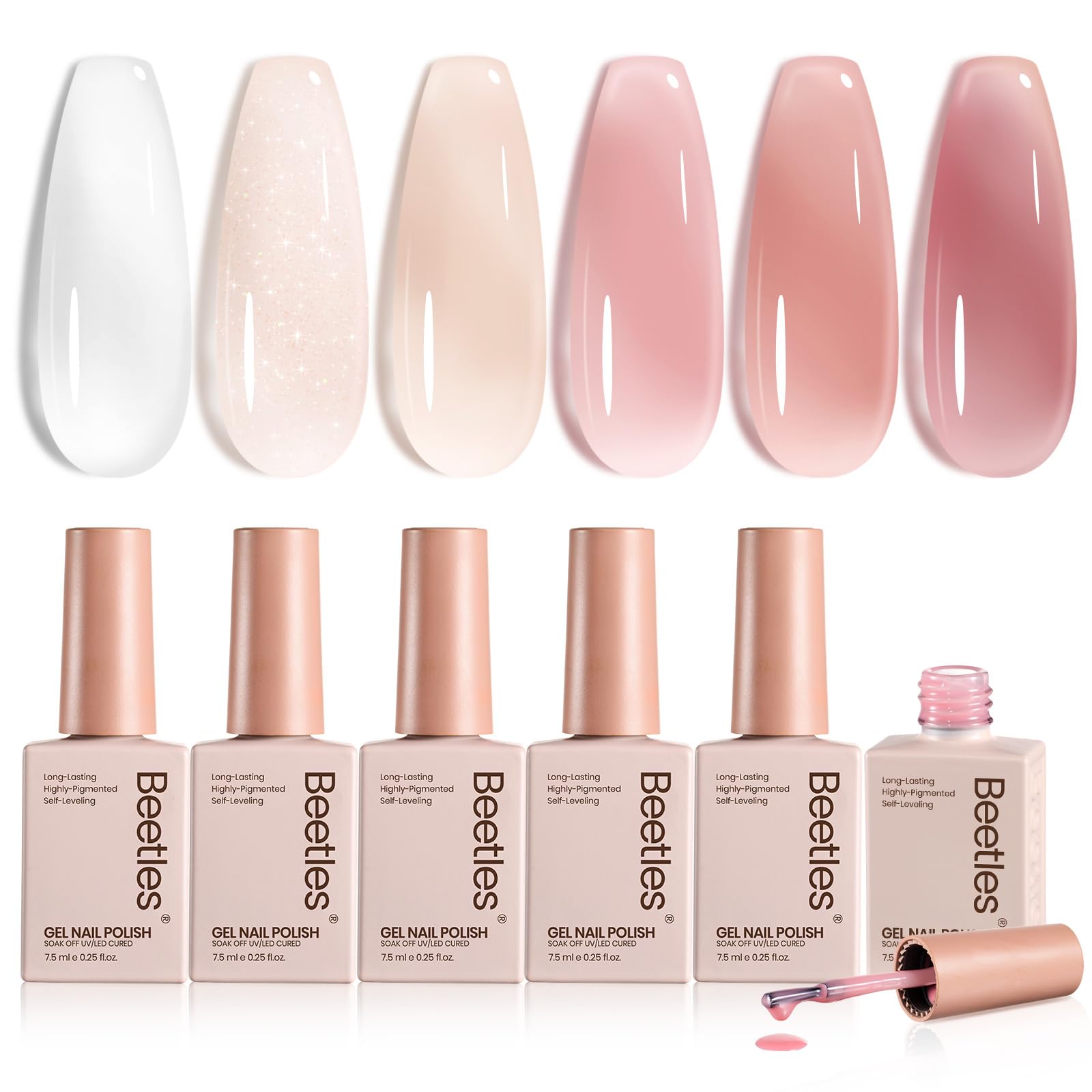 beetles Gel Polish Whispers of Love Jelly Gel Nail Polish Set, 6 Colors | Milky 