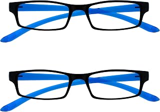 OPULIZE Black Blue Bright Neck Reading Glasses Value 2 Pack Women Men Uvr2Pk020 +1.50-70 g