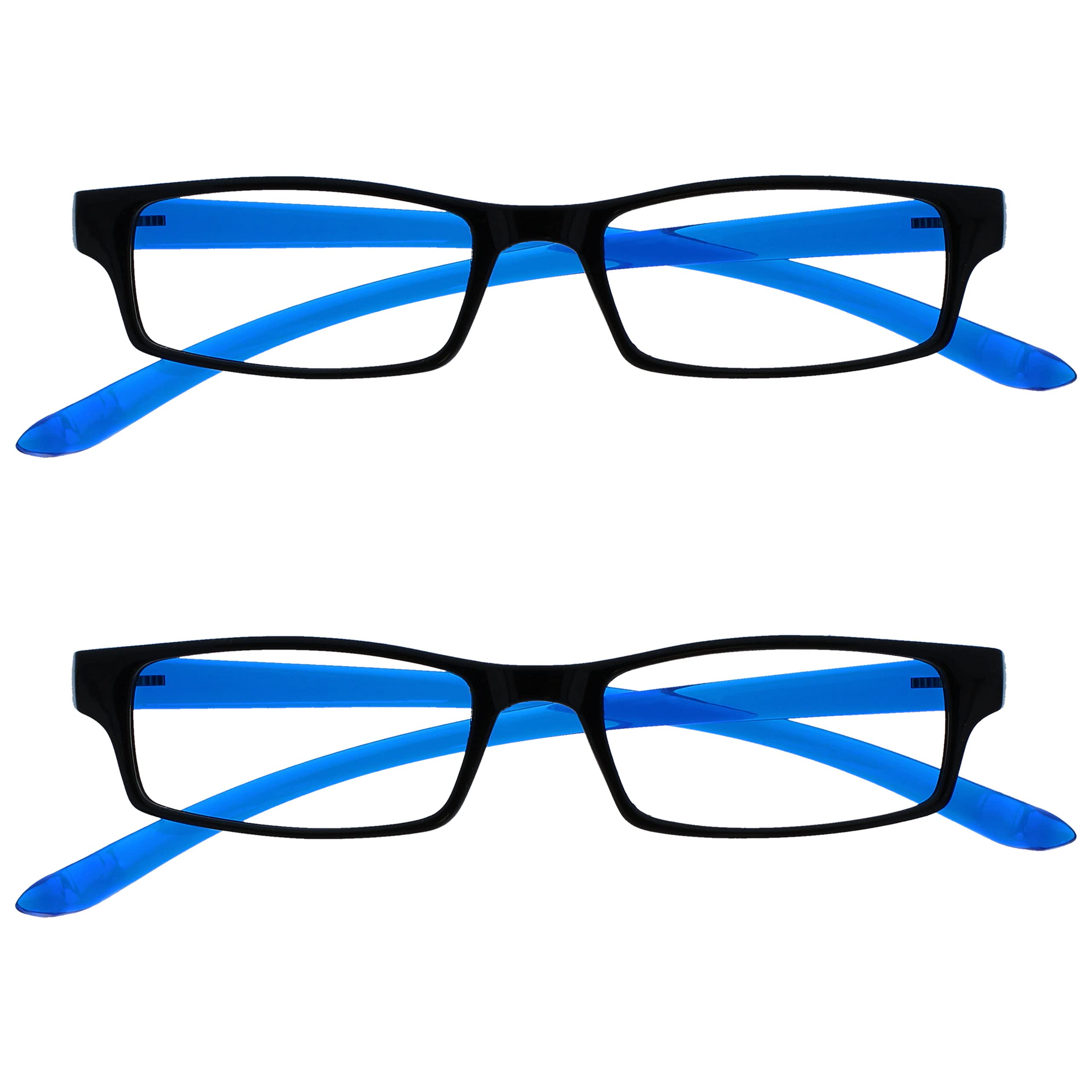 OPULIZE Black Blue Bright Neck Reading Glasses Value 2 Pack Women Men Uvr2Pk020 