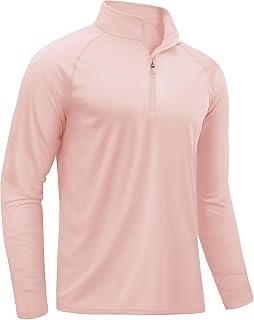 TACVASEN Rash Guard Mens Swim Shirt Long Sleeve UV Fishing Sun Protection UPF 50 Running Athletic 1/4 Zip Shirt for Men