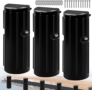 FBULWSEC Dock Bumpers, Boat Dock Bumper Fender for Edge & Side, Marine-Grade PVC Fenders Guards for Docking, UV-Resistant, Edge Protection & Dock Guard, Includes 304 Stainless Hardware, 3Pack - Black