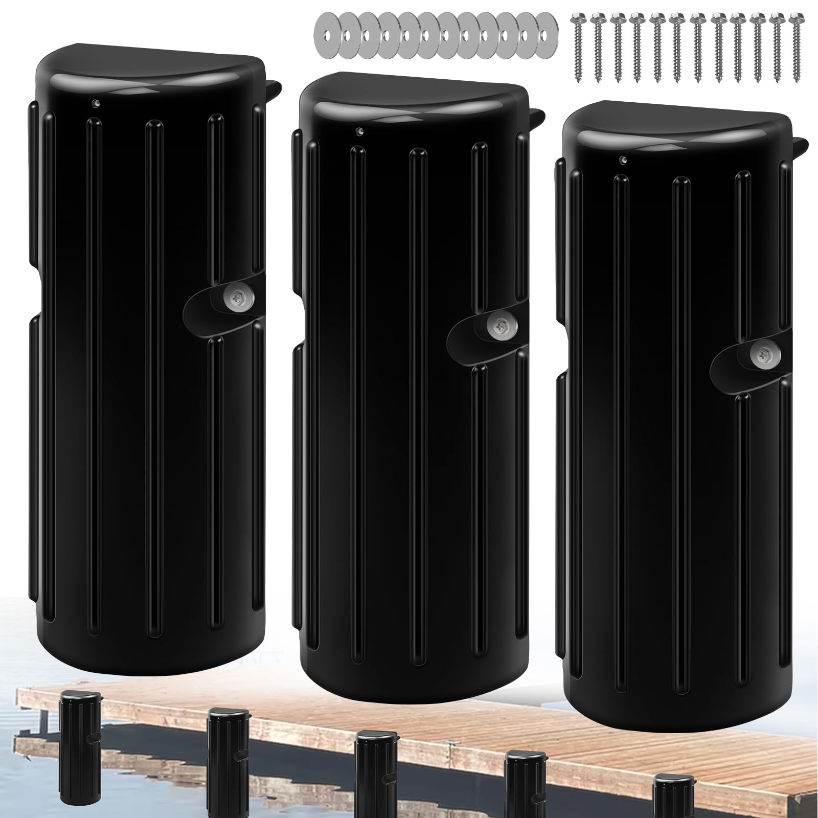 FBULWSEC Dock Bumpers, Boat Dock Bumper Fender for Edge & Side, Marine-Grade PVC