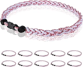 Midtatus 12 Pack Baseball Necklace 18inch, Team Gift for Baseball Funs, Three Braided Titanium Tornado Rope Design, with Muti - Color for Pick