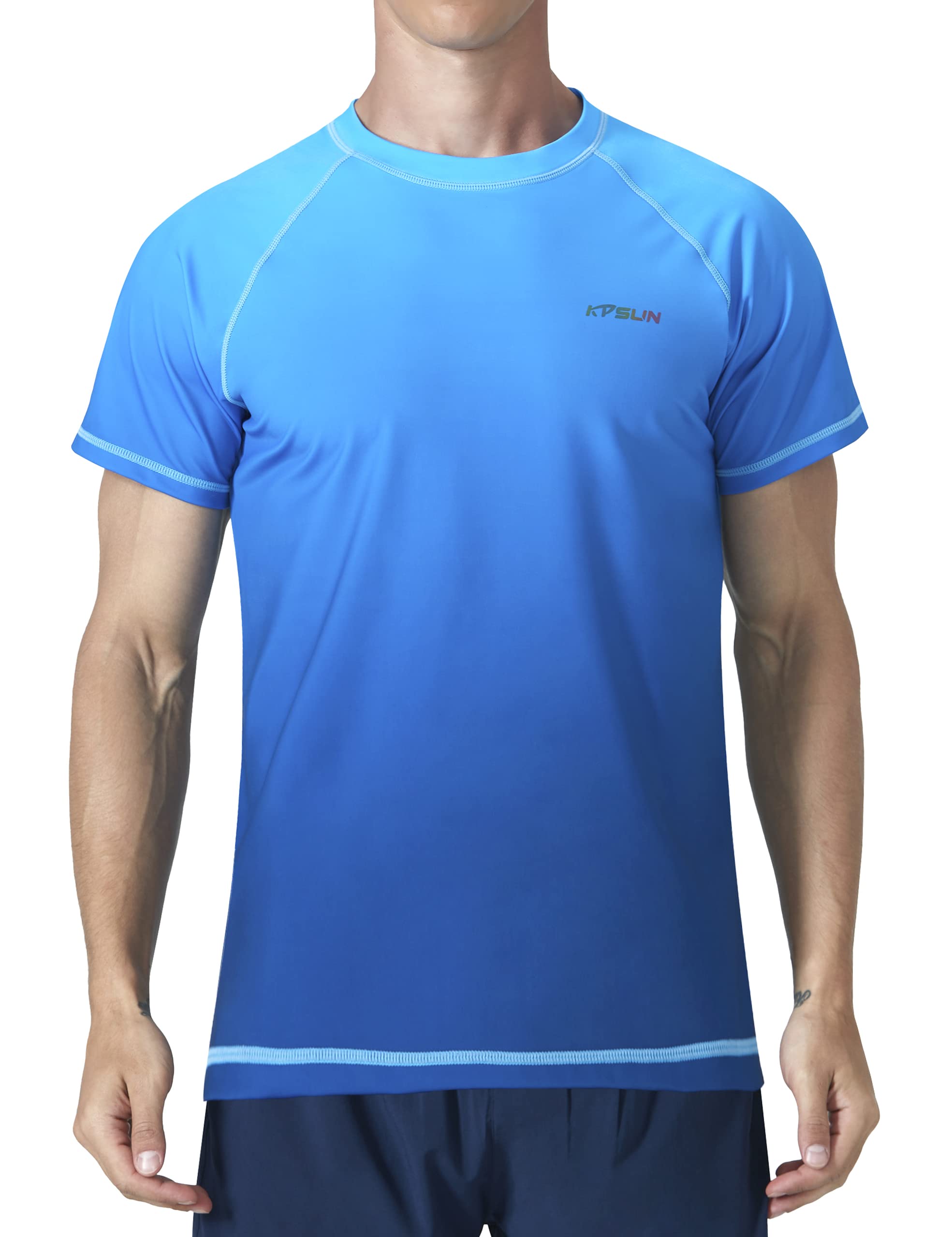 KPSUN Men's Swim Shirts Short Sleeve Quick Dry UPF 50+ Sun Protection Rash Guard