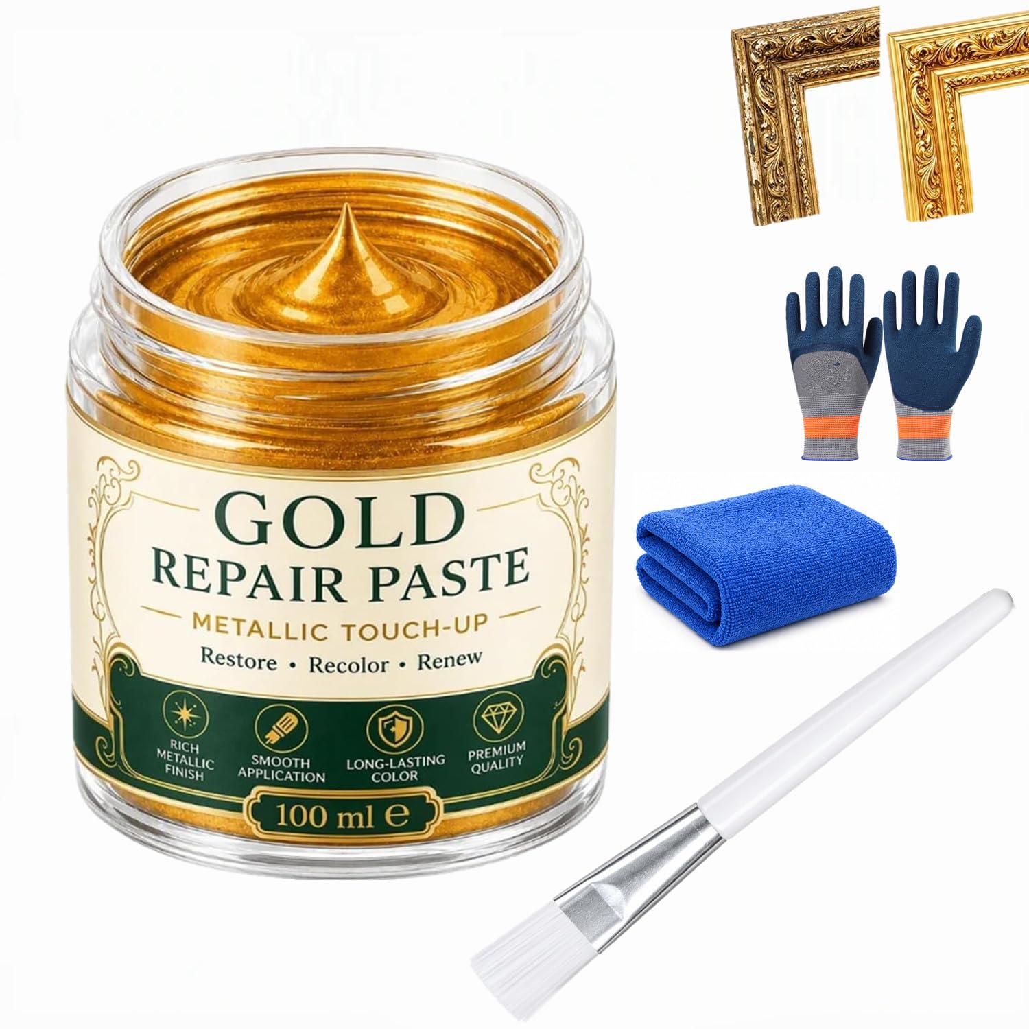 Gold Metallic Refinishing Repair Paste with Brush 100ML (1) | Gold Repair Paste,