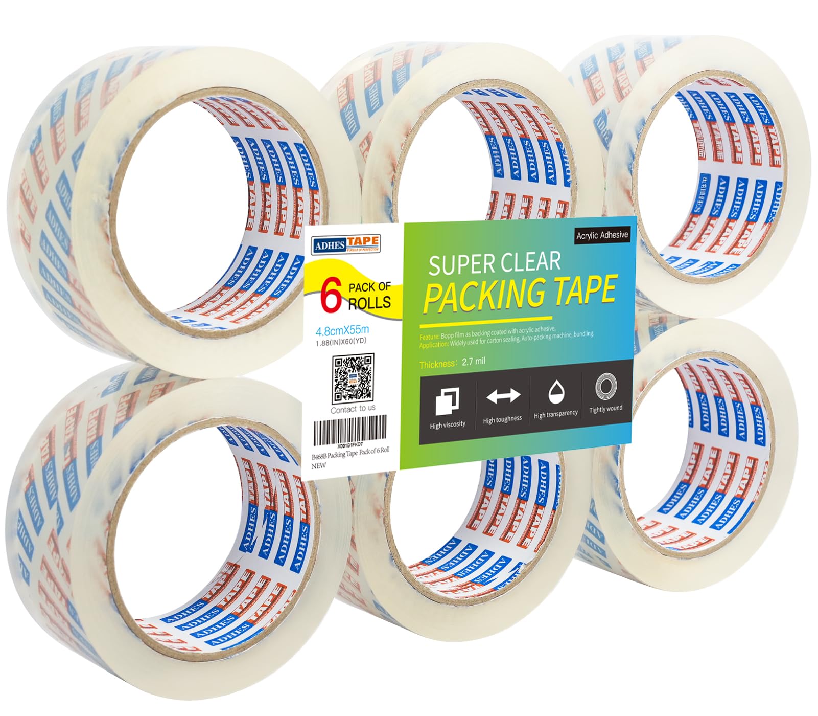 ADHES Shipping Tape Packaging Tape Packing Tape for Moving Boxes