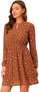 Allegra K Women Metallic Star Choker V Neck Party Flared A-Line Dress