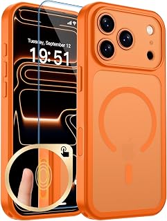 zapica Magnetic for iPhone 17 Pro Max Case, Starry Orange | Upgraded Camera Control Button, Full Camera Protection, with Screen Protector, Translucent Matte Shockproof Phone Cover